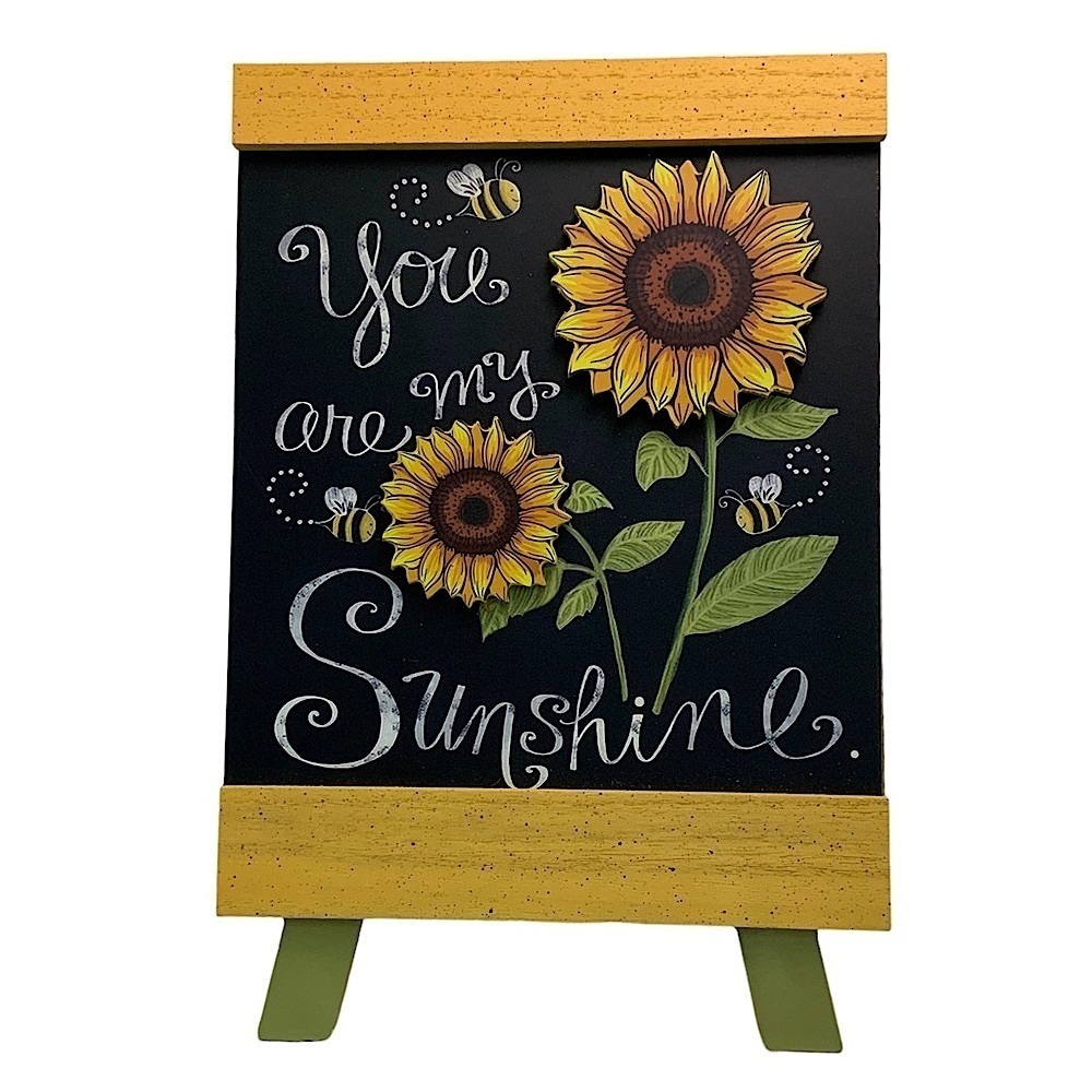 Sunflowers Bees Table Decor by Backyard Freestanding Wood Easel Picture Placque